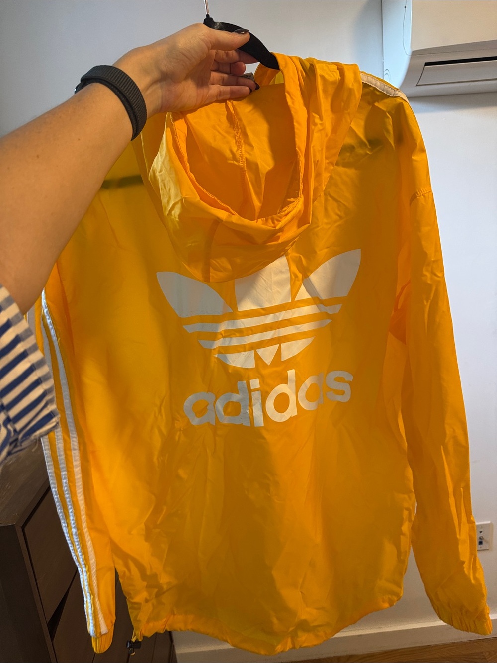 Adidas Yellow Trefoil Hooded Windbreaker / Raincoat - Picture 2 of 6